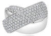 LARGE 6.0CT DIAMOND 18KT WHITE GOLD 3D MULTI ROW PAVE CRISS CROSS INFINITY RING