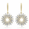 ESTATE .30CT DIAMOND 14KT YELLOW GOLD 3D SUNBURST FLOWER FUN HANGING EARRINGS