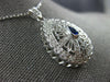 ESTATE LARGE 1.32CT DIAMOND & AAA SAPPHIRE 14KT WHITE GOLD 3D TEAR DROP PENDANT