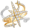 ESTATE LARGE 1.14CT DIAMOND 14KT WHITE AND YELLOW GOLD 3D SHOOTING STAR FUN RING