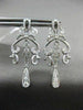 ESTATE LARGE 1CT DIAMOND 14K WHITE GOLD OPEN FILIGREE TEAR DROP HANGING EARRINGS