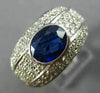 LARGE 3.37CT DIAMOND & AAA SAPPHIRE 14K WHITE GOLD OVAL ENGAGEMENT RING #25890
