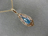 LARGE 3.12CT DIAMOND & AAA BLUE TOPAZ 14KT ROSE GOLD TEAR DROP FILIGREE PENDANT