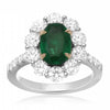 WIDE 3.51CT DIAMOND & AAA EMERALD 18KT 2 TONE GOLD OVAL FLOWER ENGAGEMENT RING