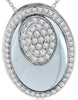 6.04CT DIAMOND & AAA LIGHT BLUE TOPAZ 14KT WHITE GOLD OVAL FUN FLOATING PENDANT