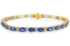 11.0CT DIAMOND AAA SAPPHIRE 14KT YELLOW GOLD OVAL ROUND ETERNITY TENNIS BRACELET