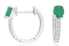 .87CT DIAMOND & AAA EMERALD 14KT WHITE GOLD 3D OVAL & ROUND HUGGIE HOOP EARRINGS