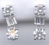 2.32CT DIAMOND 18K WHITE GOLD ROUND & BAGUETTE DOUBLE SOLITAIRE HANGING EARRINGS