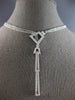 ESTATE LARGE .75CT DIAMOND 14KT WHITE GOLD DOUBLE BAR LOVE KNOT LARIAT NECKLACE