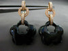 ESTATE LARGE .30CT DIAMOND & AAA ONYX 14K ROSE GOLD FLOWER STAR HANGING EARRINGS