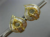 ESTATE LARGE 1.5CT BAGUETTE DIAMOND 14K YELLOW GOLD 3D HEART SEMI MOUNT EARRINGS