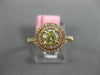 ESTATE .88CT PINK & GREEN DIAMOND 18KT ROSE GOLD 3D DOUBLE HALO ENGAGEMENT RING