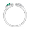 LARGE 1.40CT DIAMOND & AAA EMERALD 14KT WHITE GOLD MULTI SHAPE MULTI LEAF RING