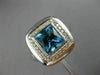 ESTATE LARGE 3.60CT DIAMOND & AAA BLUE TOPAZ 18K WHITE GOLD 3D HALO ITALIAN RING