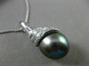ESTATE LARGE .07CT DIAMOND 18KT WHITE GOLD TAHITIAN PEARL SWIRL FLOATING PENDANT