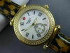 LARGE MICHELE CABER .58CT DIAMOND MOTHER OF PEARL STAINLESS STEEL CHEETAH WATCH