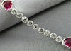 ESTATE 1.91CT DIAMOND & AAA RUBY 18KT WHITE GOLD FILIGREE HEART TENNIS BRACELET