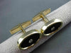 ANTIQUE .16CT OLD MINE DIAMOND & AAA OVAL ONYX 14K YELLOW GOLD CUFF LINKS #23084