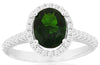 2.44CT DIAMOND & AAA RUSSALITE 14KT WHITE GOLD 3D OVAL & ROUND ENGAGEMENT RING
