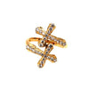 ESTATE .55CT DIAMOND 18KT YELLOW GOLD 3D CLASSIC DOUBLE CRISS CROSS CROSS RING