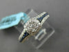 LARGE .53CT DIAMOND & SAPPHIRE 14KT WHITE GOLD 3D SQUARE CLUSTER FRIENDSHIP RING