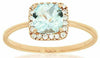 .96CT DIAMOND & AAA AQUAMARINE 14K ROSE GOLD CUSHION SQUARE HALO ENGAGEMENT RING