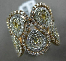 ESTATE MASSIVE 2.36CT DIAMOND 18K TRI COLOR GOLD 3D MULTI ROW SEMI ETERNITY RING