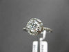 ESTATE 1.17CT ROUND DIAMOND 14KT WHITE GOLD HALO 3D SOLITAIRE ENGAGEMENT RING