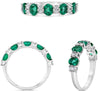 ESTATE 1.35CT DIAMOND & AAA EMERALD 14K WHITE GOLD ROUND & OVAL ANNIVERSARY RING