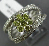 WIDE 1.30CT WHITE & FANCY YELLOW DIAMOND 18KT WHITE GOLD CRISS CROSS FLOWER RING