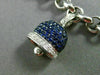 ESTATE LARGE 2.93CT DIAMOND & MULTI GEM 14K WHITE GOLD LUCKY BELL CHARM BRACELET
