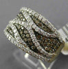 WIDE .82CT WHITE & CHOCOLATE FANCY DIAMOND 14KT YELLOW GOLD MULTI ROW WAVE RING