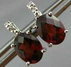 ESTATE 2.97CT DIAMOND & AAA EXTRA FACET GARNET 14K WHITE GOLD OVAL STUD EARRINGS