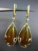 ESTATE 9.69CT DIAMOND & ORANGE AGATE 14K YELLOW GOLD PEAR SHAPE HANGING EARRINGS