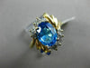 ESTATE WIDE 2.18CT DIAMOND & AAA BLUE TOPAZ 14KT YELLOW GOLD 3D FLOWER FUN RING