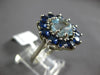 ESTATE 5.40CT AAA SAPPHIRE & AQUAMARINE 14KT WHITE GOLD FLOWER HEXAGON FUN RING