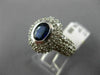 ESTATE WIDE 2.50CT DIAMOND & SAPPHIRE 14KT WHITE GOLD BEZEL HALO ENGAGEMENT RING
