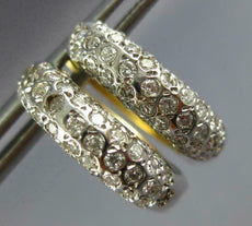ANTIQUE WIDE .97CT DIAMOND 14KT WHITE & YELLOW GOLD ETOILE HUGGIE EARRINGS #1064