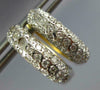 ANTIQUE WIDE .97CT DIAMOND 14KT WHITE & YELLOW GOLD ETOILE HUGGIE EARRINGS #1064