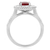 ESTATE GIA 2.16CT DIAMOND & AAA RUBY 18KT WHITE GOLD OVAL HALO ENGAGEMENT RING