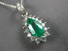 1.96CT DIAMOND & COLOMBIAN EMERALD 14K WHITE GOLD PEAR SHAPE HALO PENDANT #27053