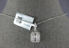 ESTATE .49CT DIAMOND 18K WHITE GOLD ROUND & BAGUETTE CLUSTER SQUARE HALO PENDANT
