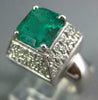 ESTATE LARGE 2.45CT DIAMOND & AAA EMERALD 18K WHITE GOLD PYRAMID ENGAGEMENT RING