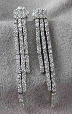 ESTATE 1.70CTW DIAMOND 14K WHITE GOLD HANGING DANGLE PUSHBACK EARRINGS 44MM #600