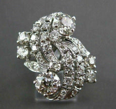 ANTIQUE LARGE 2.85CT OLD MINE ROUND DIAMOND 14KT WHITE GOLD FILIGREE RING #21231