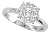 ESTATE .75CT DIAMOND 14KT WHITE GOLD 3D CLASSIC ROUND CLUSTER FLOWER LOVE RING