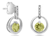 .97CT DIAMOND & AAA LEMON QUARTZ 14KT WHITE GOLD CIRCULAR FUN HANGING EARRINGS