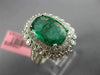 ESTATE LARGE 3.33CT DIAMOND & AAA EMERALD 18K WHITE GOLD FLIGREE ENGAGEMENT RING