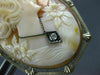 ANTIQUE LARGE .07CT DIAMOND CLASSIC LADY FLOWER CAMEO PIN PENDANT #21437