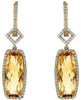 8.16CT DIAMOND & AAA CITRINE 14KT YELLOW GOLD CUSHION & ROUND HANGING EARRINGS